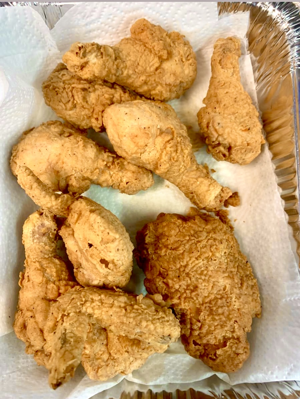 Fresh fried chicken prepared at JDM